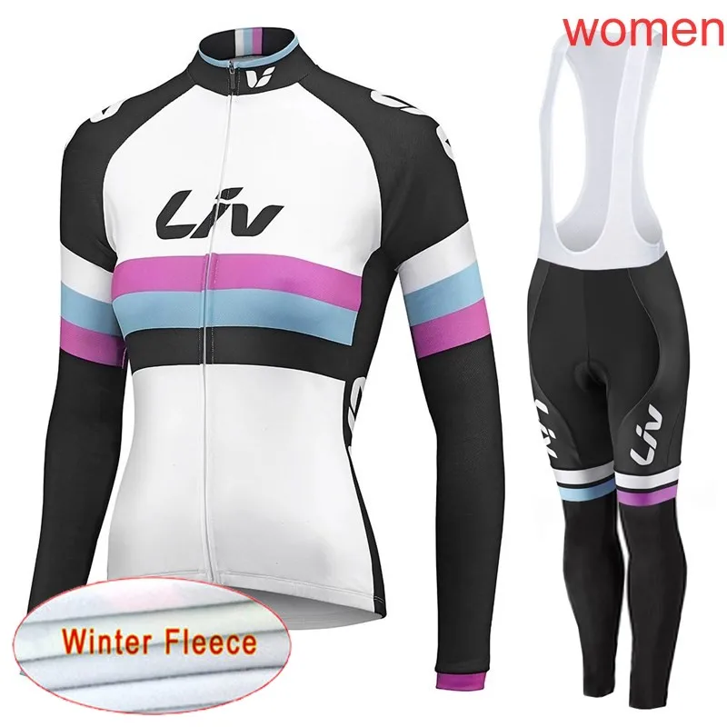 Зимняя велосипедная майка Mtb велосипедная одежда женская теплая флисовая рубашка с длинным рукавом для шоссейного велосипеда комбинезон одежда для велоспорта K24 - Цвет: jersey bib pants 06