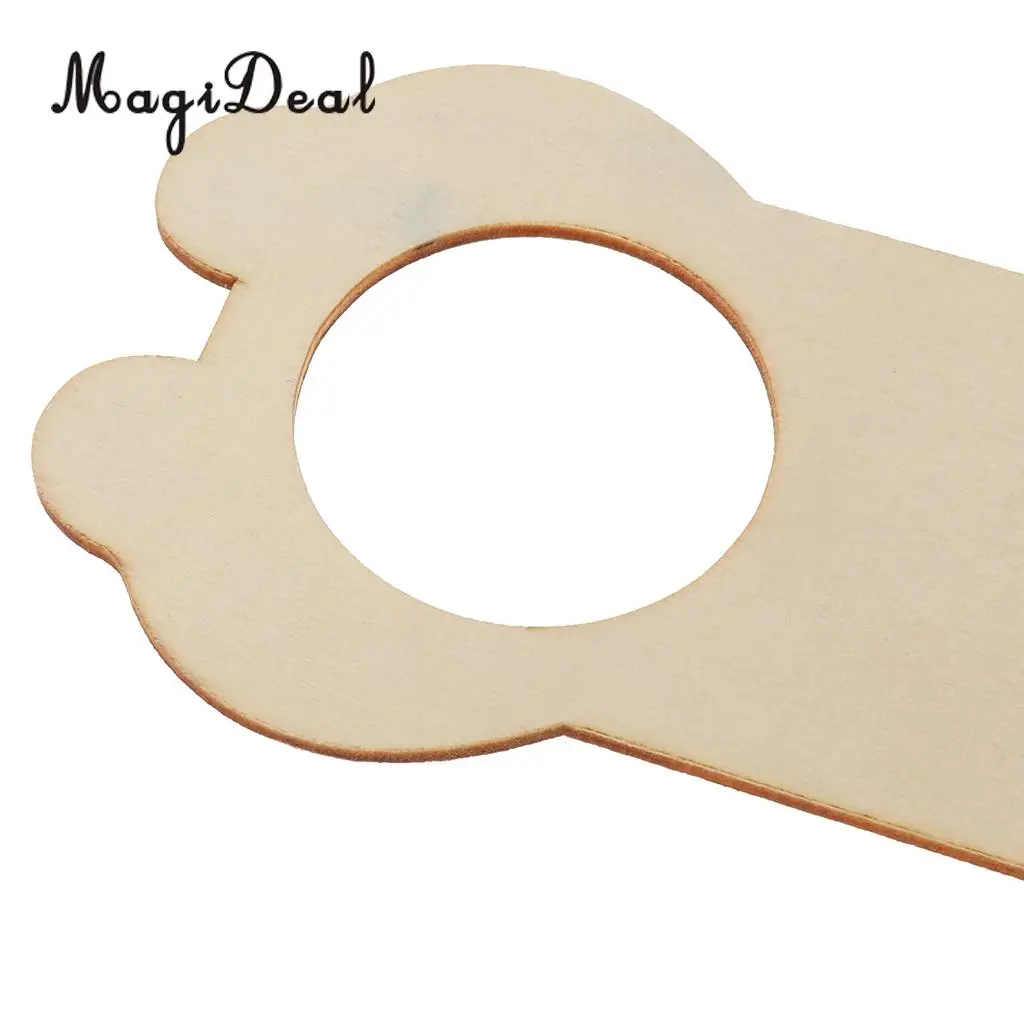 MagiDeal 5 Pieces Creative Wood Door Knob Hanger Signs for DIY Kid Craft Round/Bear/Giraffe