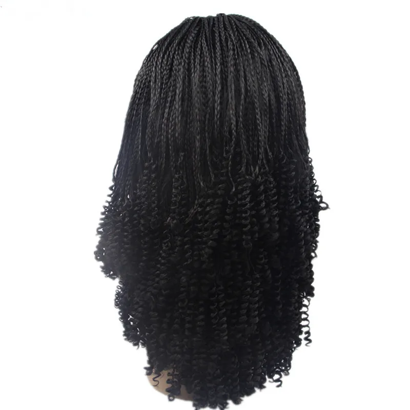 

Pervado Hair Crochet Box Braids with Curly Ends Lace Front Wigs Synthetic High Temperature Fiber Frontal Lace Hair Wig for Women