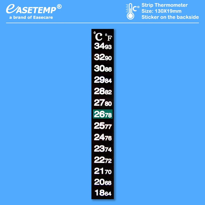 

Thermometer Strip with Sticker on the backside, 18-34 degree in Celsius and Fahrenheit scale, 500pcs/lot, Free Shipping by DHL