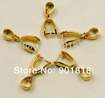 

50pc/lot metal pendant clasps Bail beads gold/rhodium/antique bronze 7*20mm F54