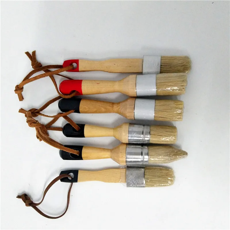 

6PC Hand tool set Wooden Handle Chalk Paint Pointed Brush Bristle Chalk Oil Paint Painting Wax Brush Artist Art Supplies