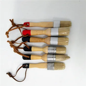 

6PC Hand tool set Wooden Handle Chalk Paint Pointed Brush Bristle Chalk Oil Paint Painting Wax Brush Artist Art Supplies