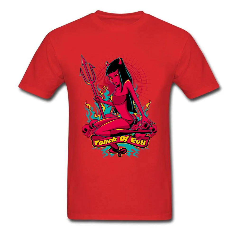 Personalized T-Shirt Gift Short Sleeve Rife Round Collar All Cotton Tops Shirts Casual Tee-Shirts for Boys VALENTINE DAY Devil Pin Up Girl Touch of evil red