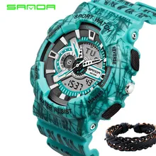 SANDA Роскошные Брендовые мужские спортивные часы водонепроницаемые цифровые светодиодные армейские часы мужские модные повседневные военные наручные часы