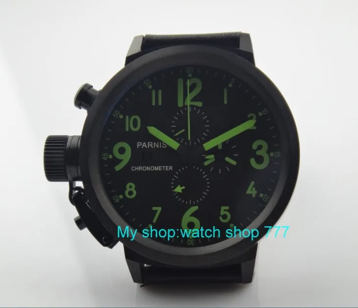 

50mm PARNIS black dial Japanese quartz movement Chronograph multifunction men's watch Auto Date Quartz watches PVD case SY12