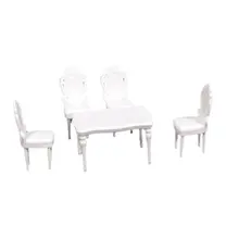 5 шт 1:25 Пейзаж внутренняя модель столовая набор стол w/4 стула- белый