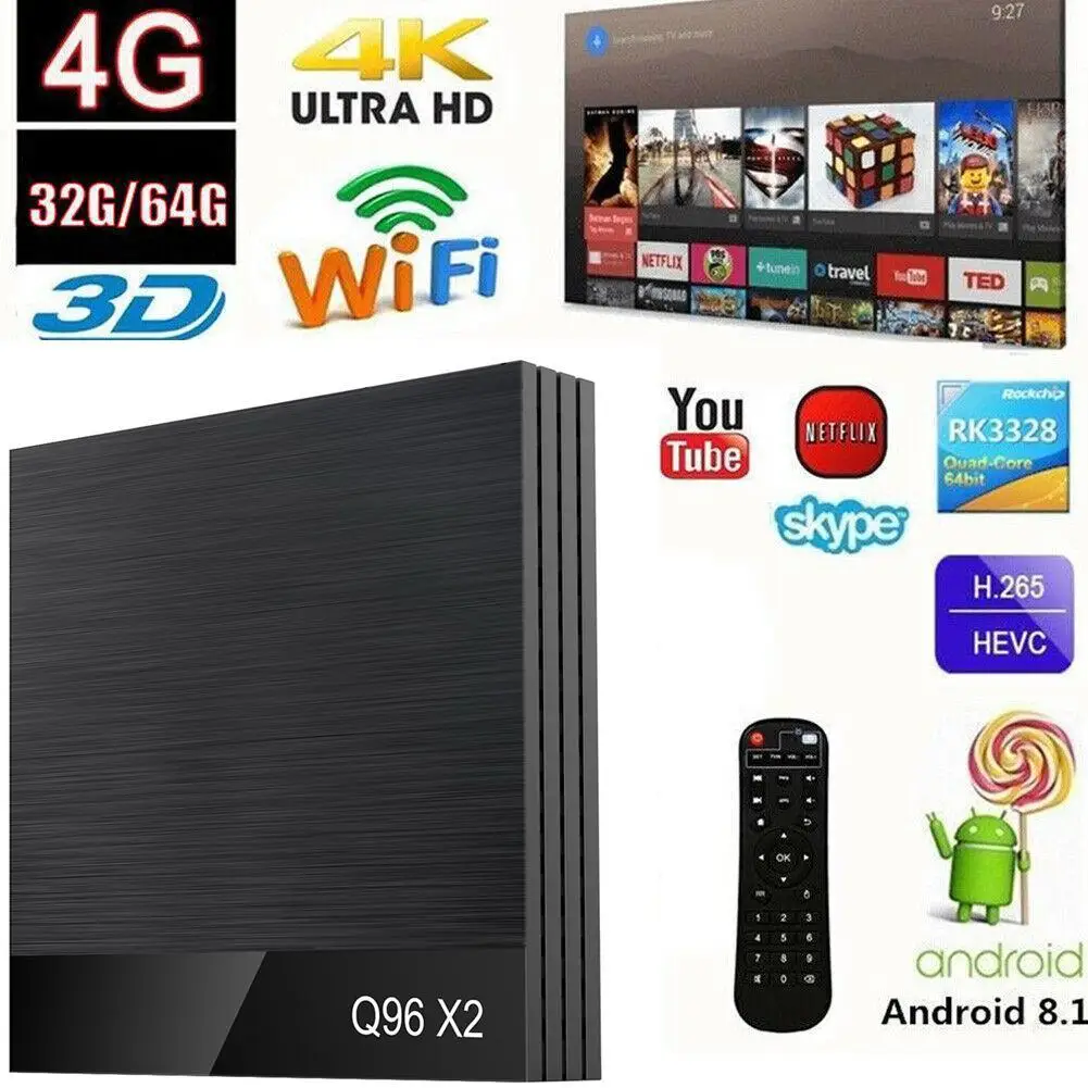 

2019 Smart TV Box Android 4GB RAM 64GB ROM Amlogic S905X2 Android 8.1 Set Top Box 2.4G +5G Wifi USB3.0 4K H.265 Media Player