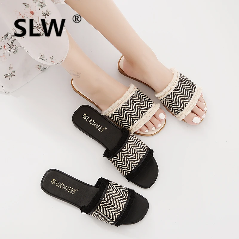 

Low Shoes Designer Slides Beach Slippers For Women Socofy Big Size Luxury Soft 2019 Flat Sliders Rome Rubber PU Fashion Women's
