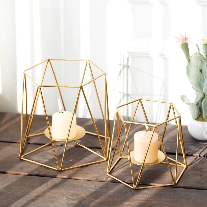 Metal Geometric Candle Holder Decorative Wrought Iron Art Stand Candle Lantern Wedding Ornament Craftworks Accessories Supplies Iron Candelabra Candlesticks Decoratewrought Iron Candelabras Aliexpress