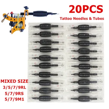 

20PCS Tattoo Needles and Tubes Combo Disposable Tubes Mixed Size 3/5/7/9RL Used for Tattoo Machines Tattoo Kit Tattoo Supplies