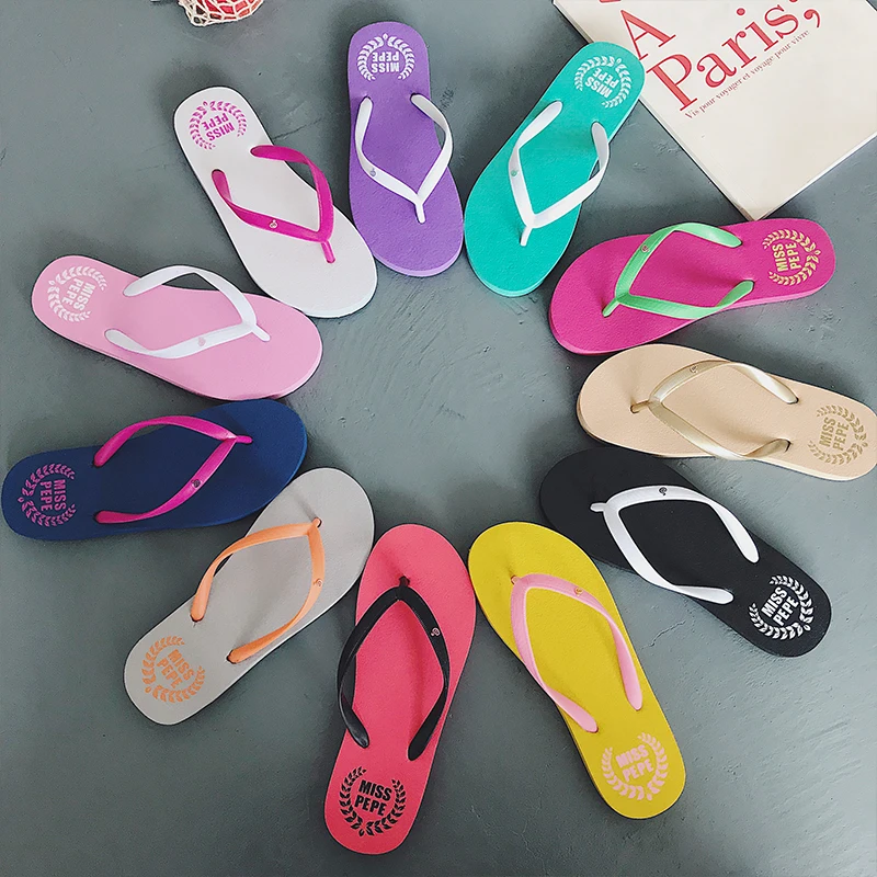 

2019 Brand Mixed Colors Women Slipper Pllus Size 35-45 Women Summer Beach Slides Flip Flops Outdoor Flat Slipper Couple Shoes