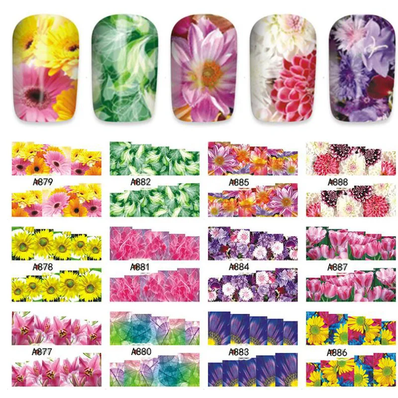 Bittb 12 дизайнерских наклеек для дизайна ногтей, полное покрытие, Переводные цветы, Цветочные наклейки для ногтей, переводная наклейка, сделай сам, украшения, фольга, инструменты для маникюра