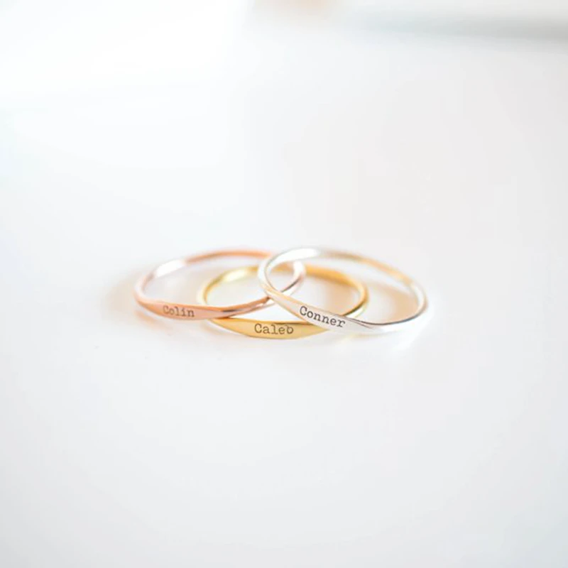 Нежное персонализированное штабелируемое кольцо на заказ с гравировкой начальной даты и координатами имя кольца для возлюбленной лучший друг памятные ювелирные изделия