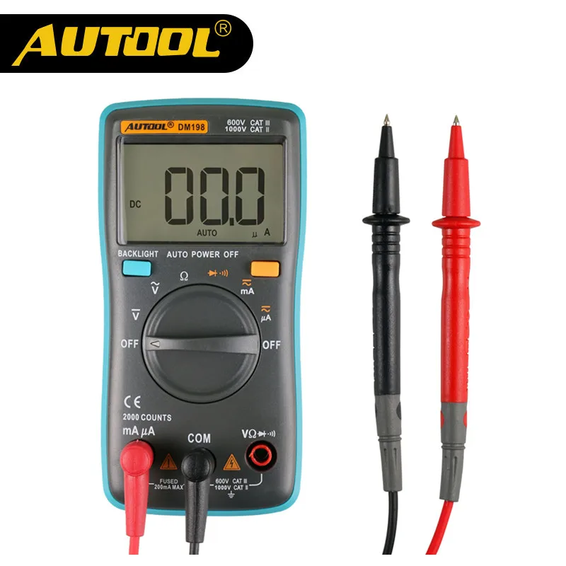 

AUTOOL DM198 Electronic Universal Meter Electrical Digital Multimeter Back-light AC/DC Voltmeter Ohm Portable Testing Meter