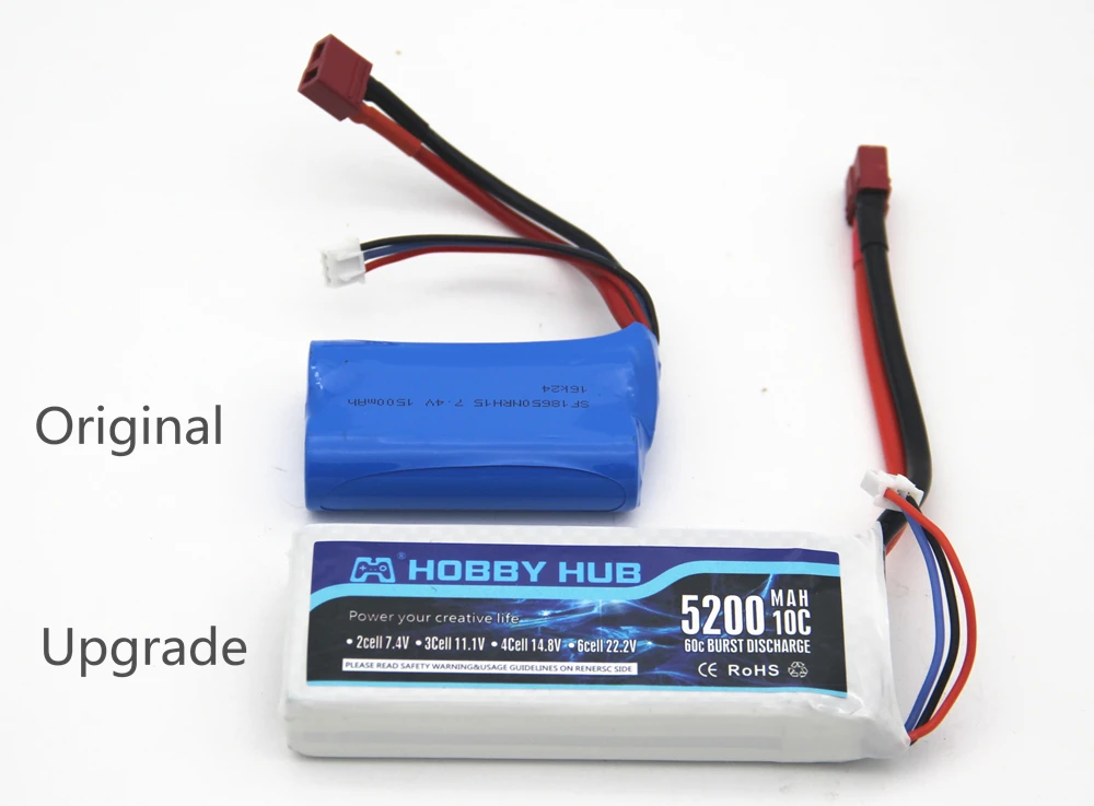 1 шт. Hobby Hub RC Lipo батарея 2s 7,4 V 5200mAh 10C Max 60C для Wltoys 12428 12423 обновленная батарея части для RC лодки автомобиля Lipo