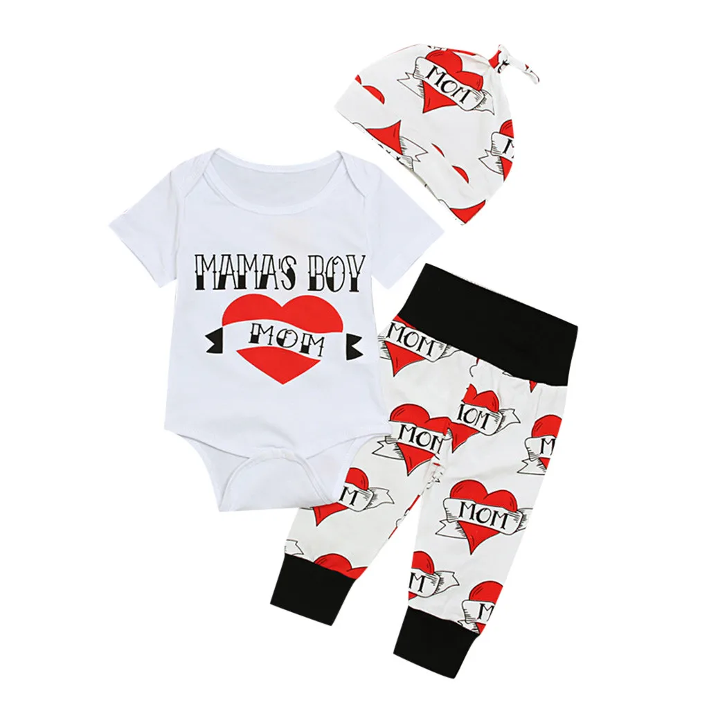Infant Baby Boy Girl Clothes Set Short Sleeves Print Letter Romper T Shirt Tops Heart Pants Hat 3PCS Valentine s Outfits Sets Infant Baby Boy Girl Clothes Set Short Sleeves Print Letter Romper T Shirt Tops Heart Pants Hat 3PCS Valentine s Outfits Sets