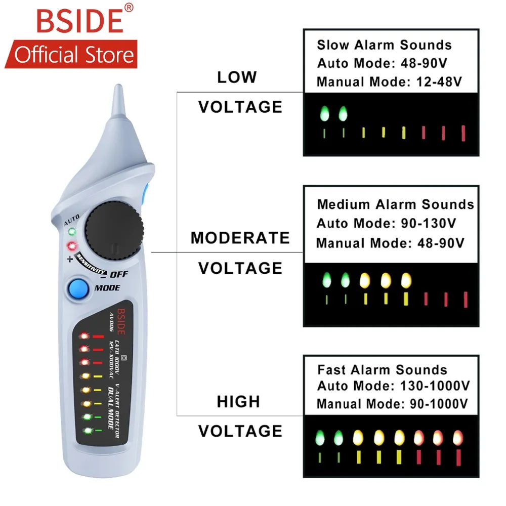 BSIDE AVD06 Non contact Voltage Tester Dual Mode AC 12 ...