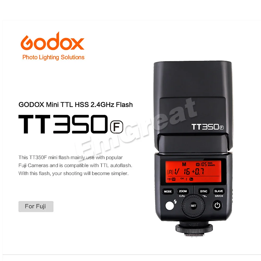 Godox TT350F для Fujifilm Mini speed lite камера вспышка/X1T-F ttl HSS GN36 высокоскоростная 1/8000S 2,4G Беспроводная X система для Fuji