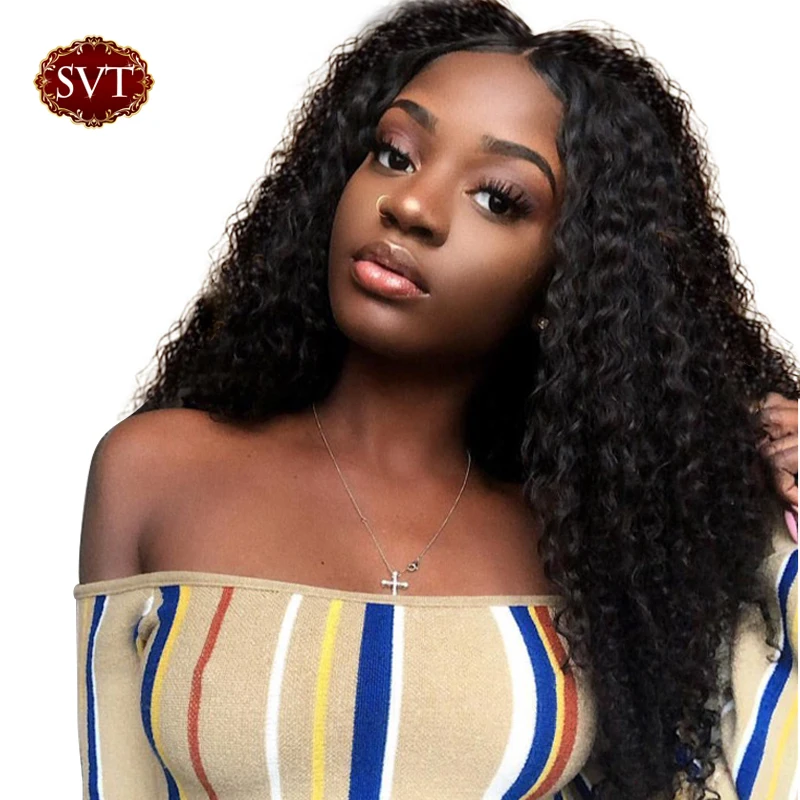 

SVT 13×4 Lace Front Human Hair Wigs 150% Density Natural Color Peruvian Remy Human Hair Deep Wave Lace Front Human Hair Wigs