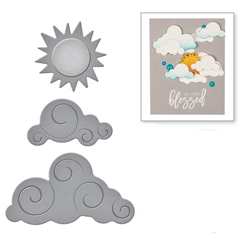 

ForeWan Metal Steel Cutting Dies 3pcs/set Cloud Sun Frame Craft Embossing Dies for Making Scrapbook Album Card 2019 New Die Cut