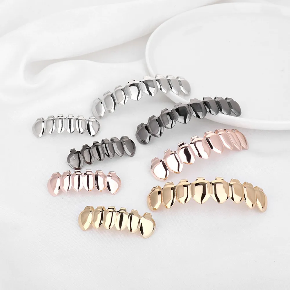 1 Set Gold Plated Hip Hop Teeth Grillz Top & Bottom Grill Teeth Grills Fashion Halloween decoration