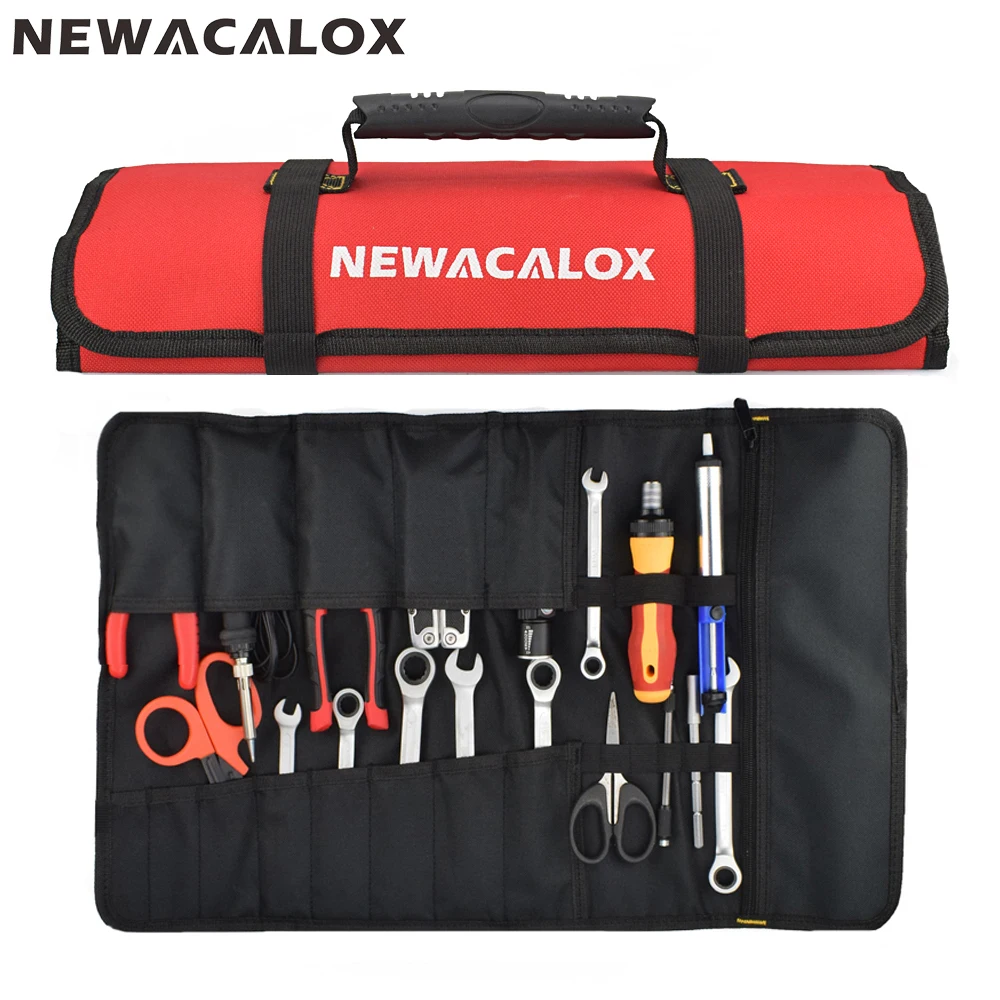 

NEWACALOX Tools Bag Multifunction Waterproof Electrician Oxford Pocket Hardware Toolkit Rolled Bag Portable Large Capacity Bags