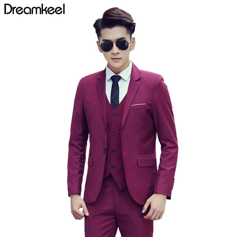 

2019 New Men's Fashion Boutique Plaid Wedding Dress Suit Three-piece Male Formal Business Casual Suits Jacket + Vest + Pants Y