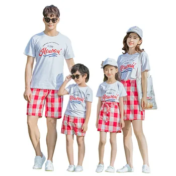 

2019 Mother Daughter Dress plaid mama baby skirt Big Sister Matching Family Outfits Shirts 2pcs twins Baby Boys Pant Girls Skirt