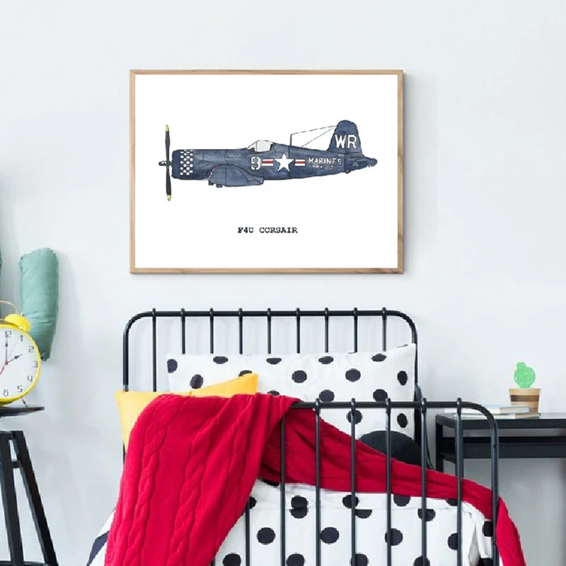 Vintage Airplane Print Kids Room Decor