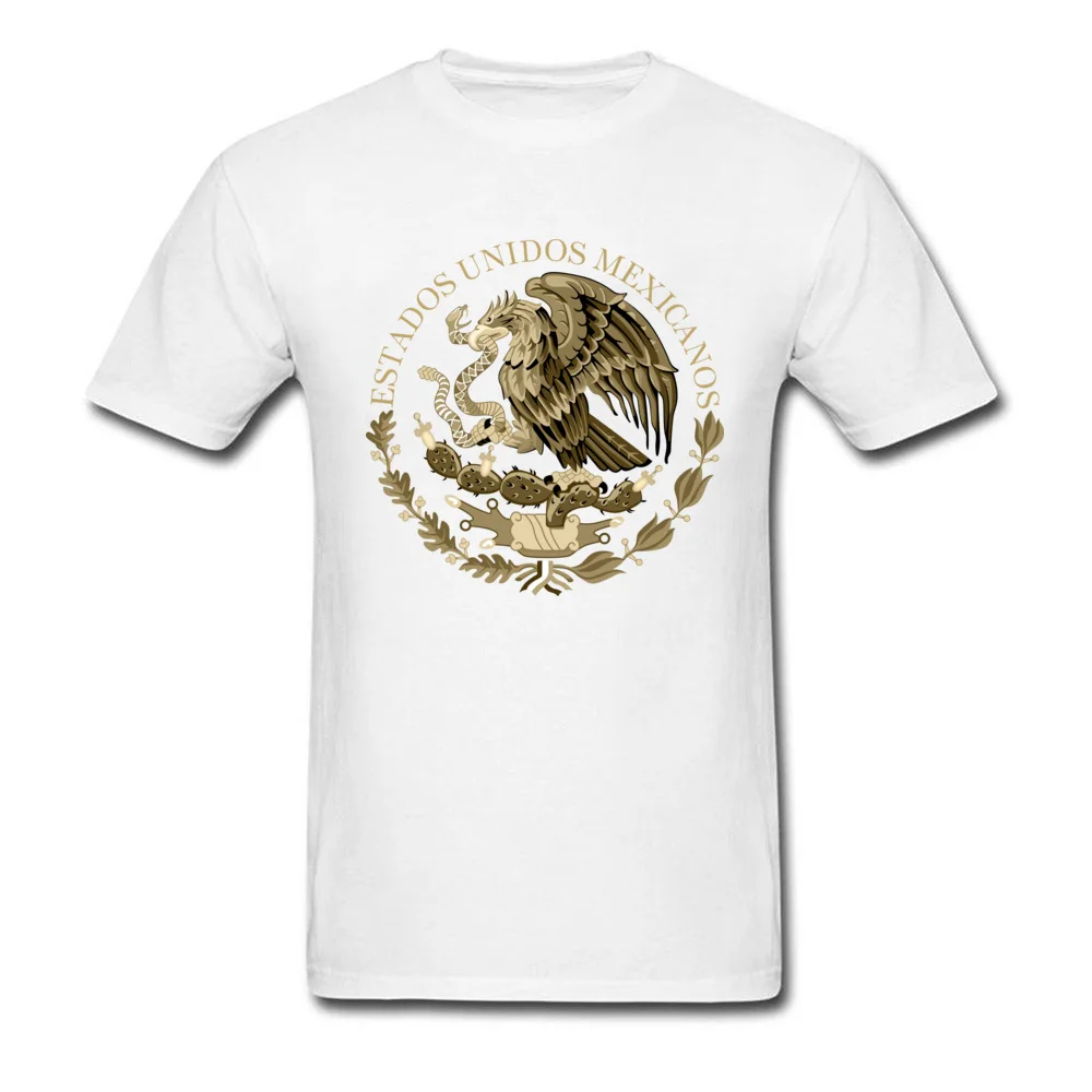 Mexico flag seal in sepia Top T-shirts 2018 New Short Sleeve Classic Cotton Fabric Crewneck Men T Shirt Tops Shirts Lovers Day Mexico flag seal in sepia white