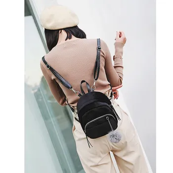 

Mini Backpack Women Fur Ball Backpack Fashion Shoulder Bag Solid Color Women Girls Travel School Bags Plecak Damski #BL1