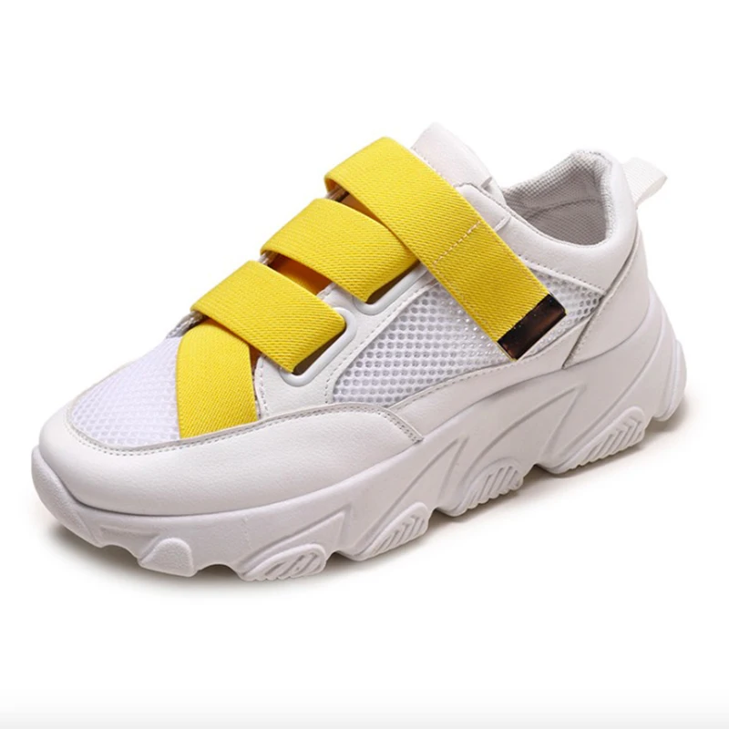 

Women Sneakers 2019 Summer Mesh Women Casual Shoes Flats Platform Breathable Hook&Loop Ultralight Fashion White Women Shoes
