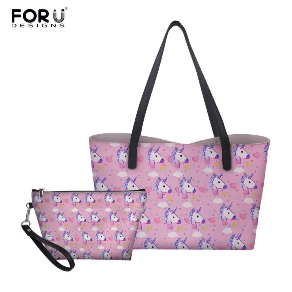 

FORUDESIGNS 3pcs/set PU Leather Unicorn Bag Set for Women Soft PU Femme Designer Messenger Shoulder Bags Crossbody Bag Handbags
