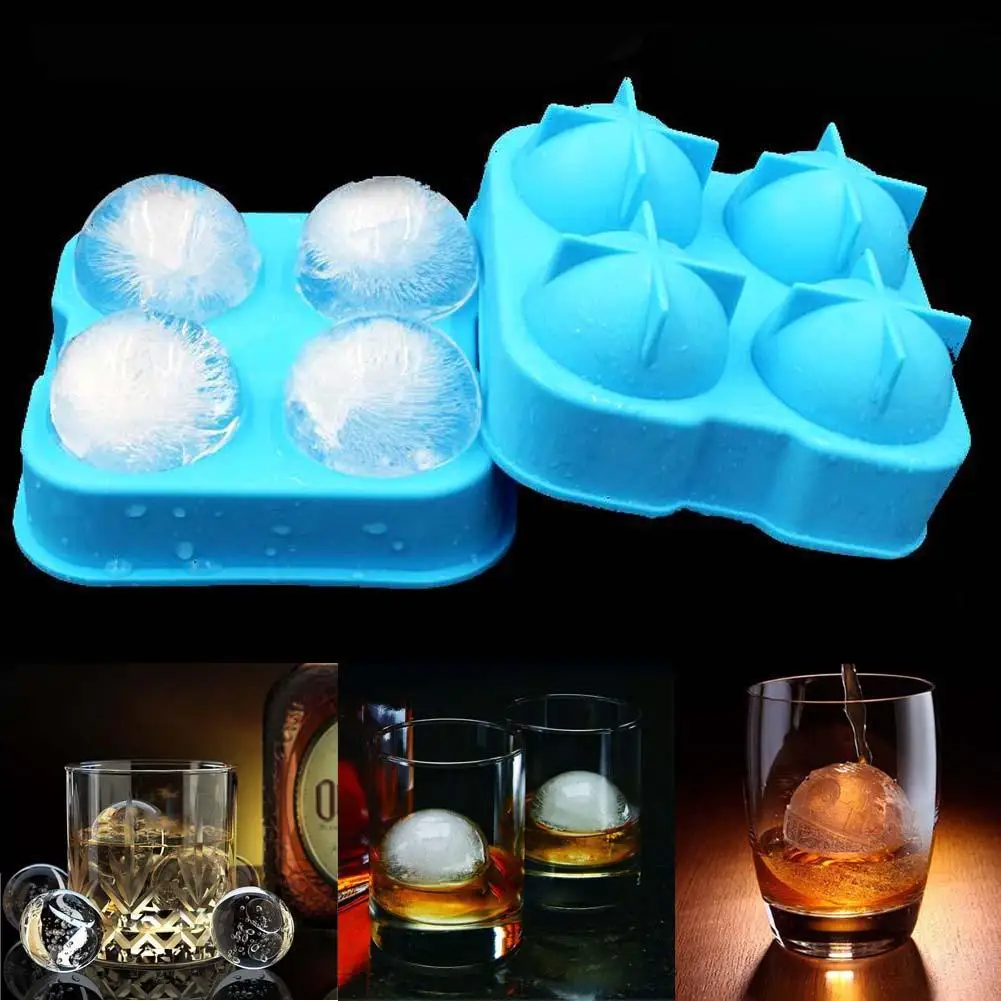 Buy Whiskey Silicone Round Ice Balls Maker Tray Four