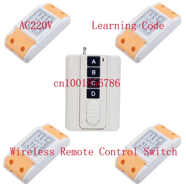

220V wireless remote control switch system 4 Receiver &1 Transmitter smart home Learning code adjustable 315/433MHZ