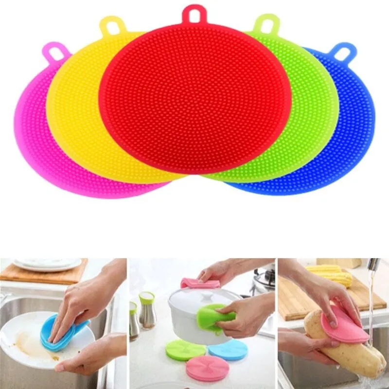 

1PCS Silicone Dish Washing Sponge Scrubber Kitchen Cleaning Antibacterial Tool cleaning brush kitchen supplies mx3081922