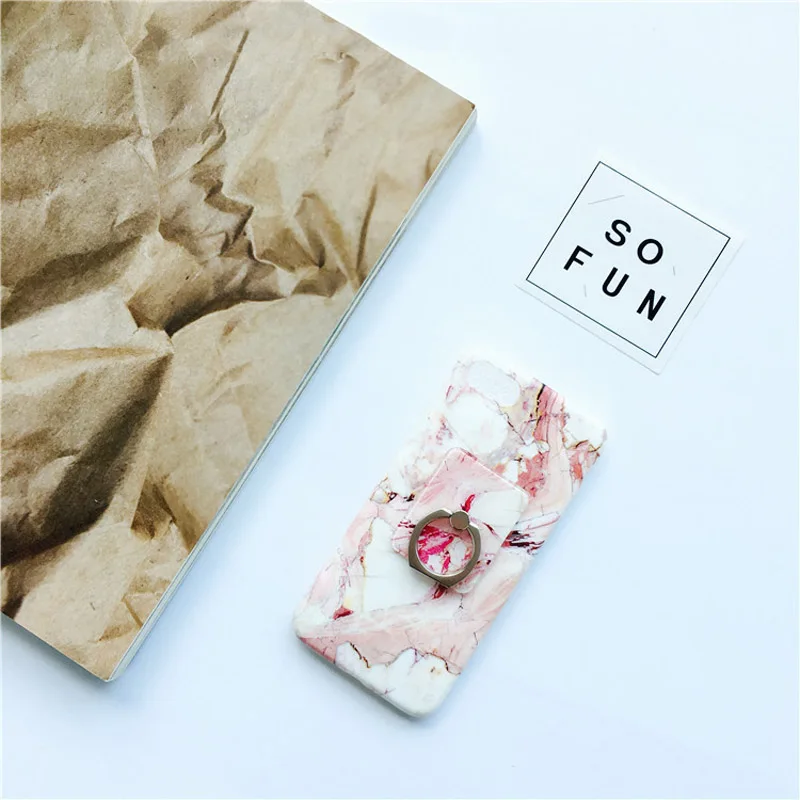 Plastic Marble Patterned Mobile Phone Finger Ring Holder for Samsung Xiaomi Stand Holder Innovative Gift Accessories Free Ship