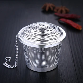 

304Stainless Steel Reusable Stainless Mesh Herbal Ball Tea Spice Strainer Teakettle Locking Tea Filter Infuser Spice Tea Infuser