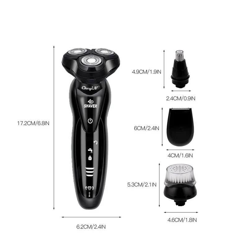 4 в 1 электробритва, перезаряжаемая Бритва для мужчин, бритвенный станок для лица, триммер для волос, машинка для стрижки волос в носу и ушах, щетка для удаления волос