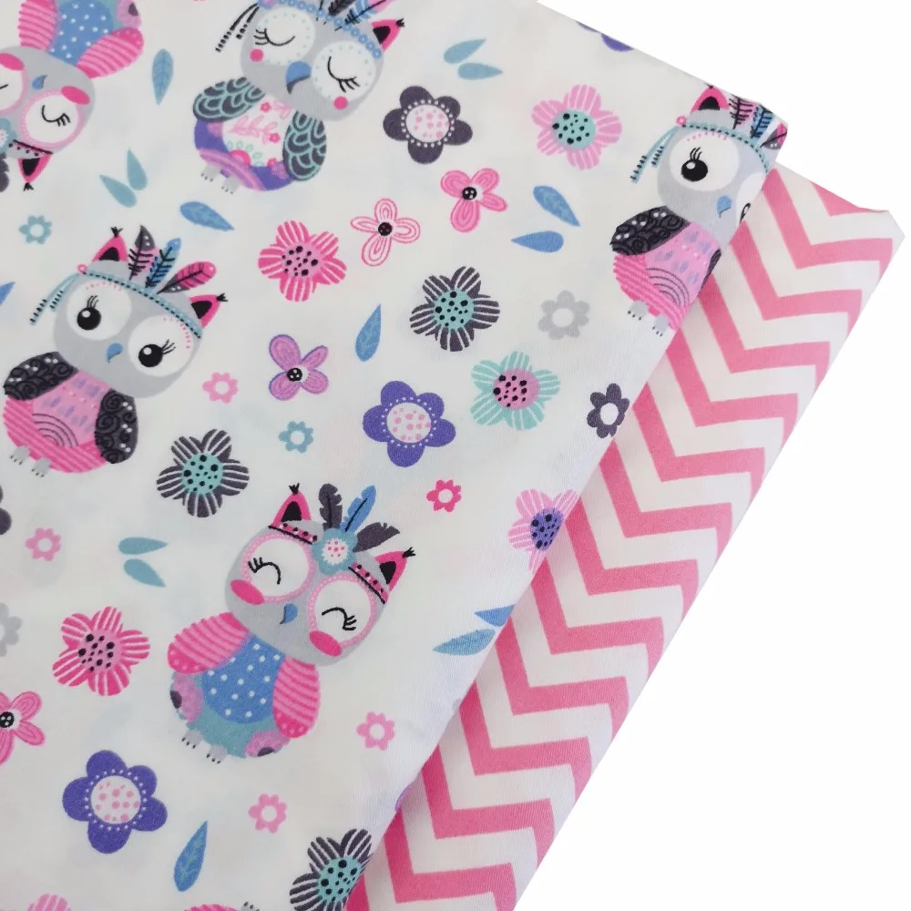 

Pink Wave Owl Print Diy Sewing Patchwork Cloth For Quilting Baby Cribs Cushions Dress Sewing Tissus Tecido Twill Cotton Fabric
