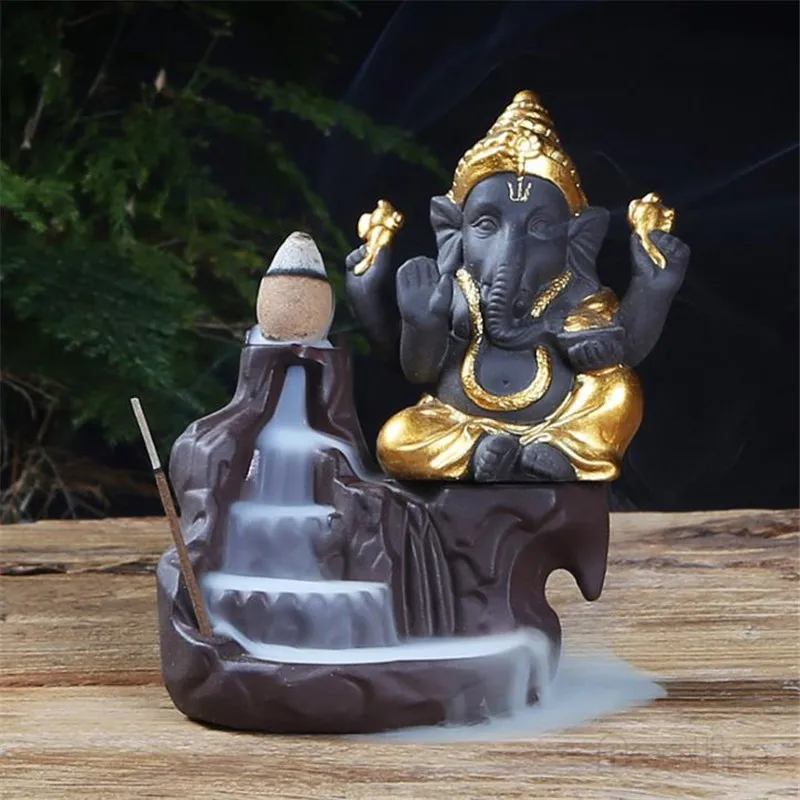 Ganesha курильница для благовоний горелка Бог слон благоприятный и символ успеха водопад курильница домашний декор+ 20 шт Бесплатные конусы