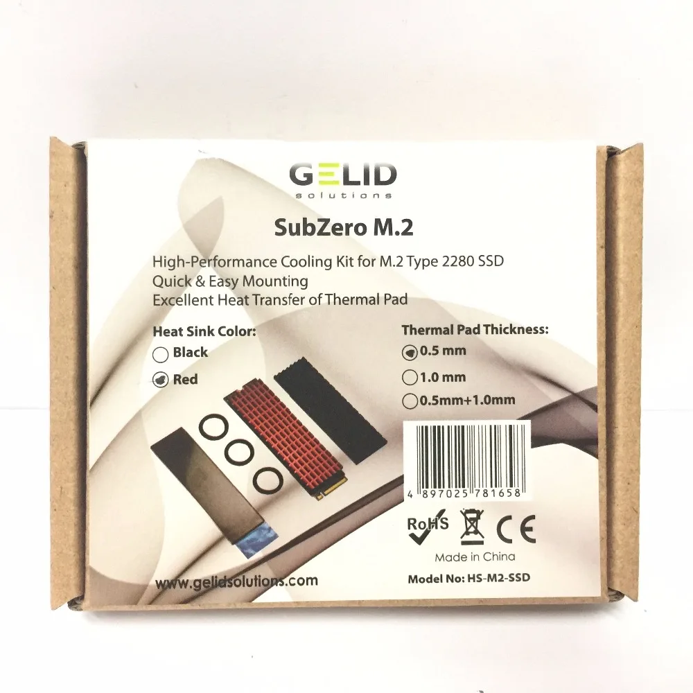 GELID SubZero M.2 термопрокладка высокая-перфорация охлаждающий теплоотвод комплект для M.2 типа 2280 SSD быстрая Простая установка термопрокладки