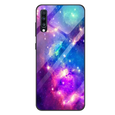 Для samsung galaxy A50 A5050 чехол звездное небо закаленное стекло+ ТПУ Край тонкий Жесткий задний Чехол A505F 6," бампер чехол для телефона s - Цвет: A4