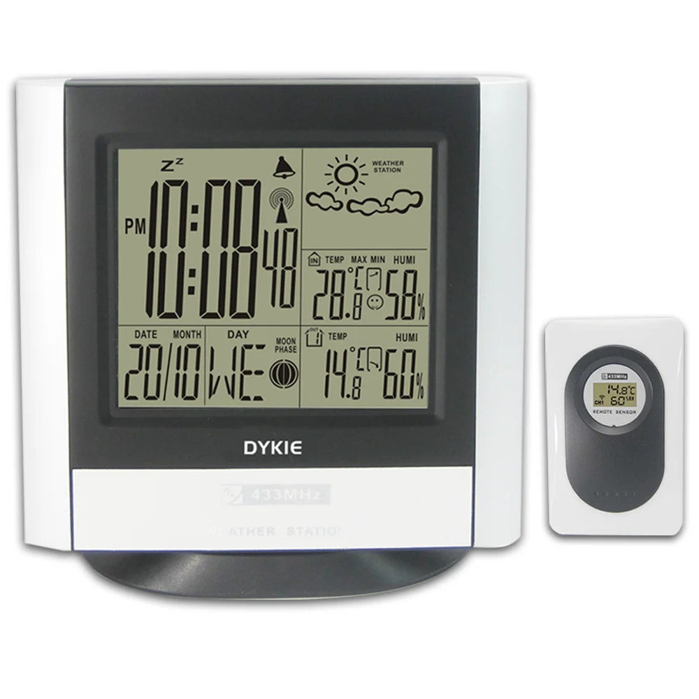 

DCF RF Wireless Weather Station with Indoor Outdoor Thermometer Hygrometer Digital Alarm Clock Remote Sensor Free Shipping