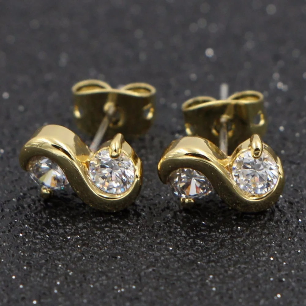 

HeeZen Trendy Plated-Gold-Color Stud Earrings For Women Fashion Jewelry Earring with Clear Cubic Zirconia Stones Brand Gift