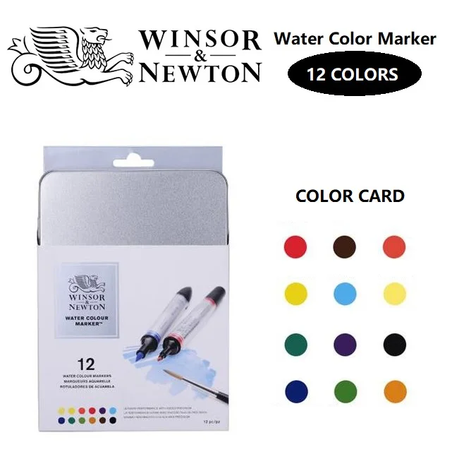 WINSOR& NEWTON 6/12 цветов, цветные маркеры, двойные кончики, художественный маркер, маркеры для рисования, товары для рукоделия - Цвет: 12 colors