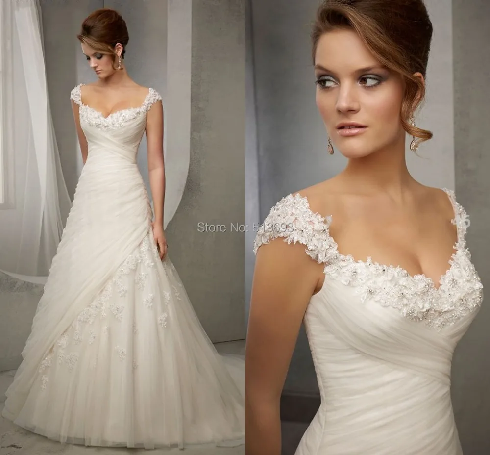 New Style Sweetheart with Cap Sleeve and Crystal Beading Ruched Organza ...