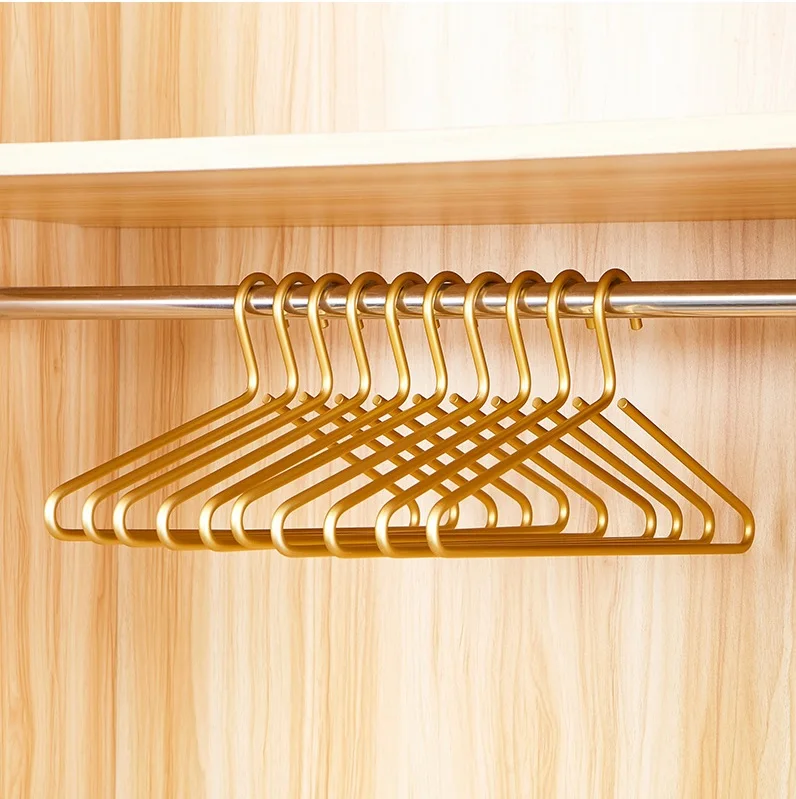 

Solid Aluminum Metal Cloth Hanger in Satin Golden Finish / Metal Coat Hanger