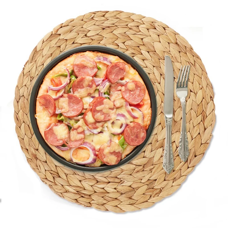 opening promotion-4Pc Natural Water Gourd Woven Placemat Round Woven Rattan Table Mat Water Gourd P